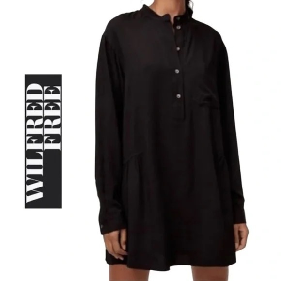 Aritzia Wilfred Free Collarless Shirt Dress Tunic Off White long sleeve Size XXS - Picture 1 of 12